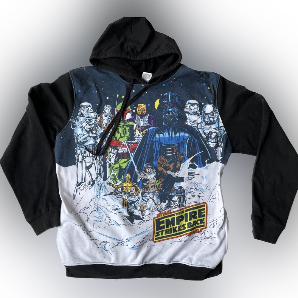 Star Wars Size Large Boba Fett Empire Strikes Back Pullover Hoodie Side Pockets